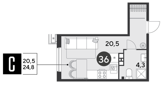 24,8 м², квартира-студия 4 151 520 ₽ - изображение 42