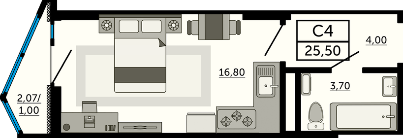 18,6 м², квартира-студия 3 543 050 ₽ - изображение 47