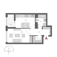 Квартира 42,6 м², 1-комнатная - изображение 2