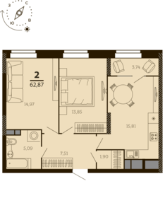 65 м², 2-комнатная квартира 8 150 000 ₽ - изображение 16