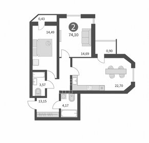 Квартира 74,1 м², 3-комнатная - изображение 4