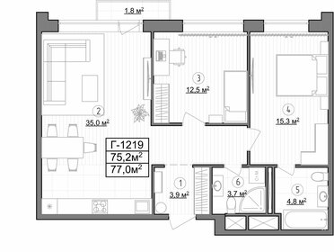 84,5 м², 2-комнатные апартаменты 27 378 000 ₽ - изображение 46