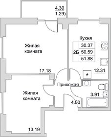 52,5 м², 2-комнатная квартира 4 094 220 ₽ - изображение 26