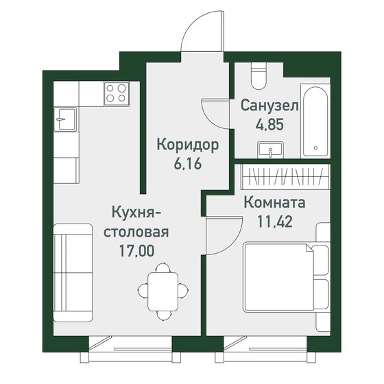 39,3 м², 1-комнатная квартира 5 030 400 ₽ - изображение 1