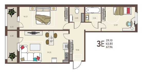 65,3 м², 2-комнатная квартира 7 233 000 ₽ - изображение 40