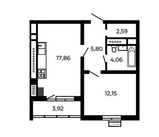 Квартира 44,4 м², 1-комнатная - изображение 1