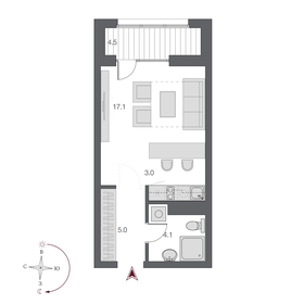 28,6 м², квартира-студия 5 800 000 ₽ - изображение 69