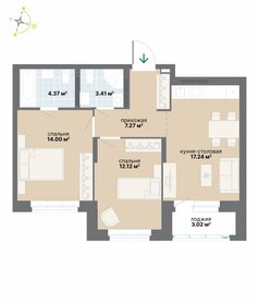 Квартира 61,4 м², 2-комнатная - изображение 1