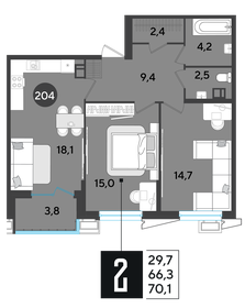 72,8 м², 2-комнатная квартира 11 500 000 ₽ - изображение 80