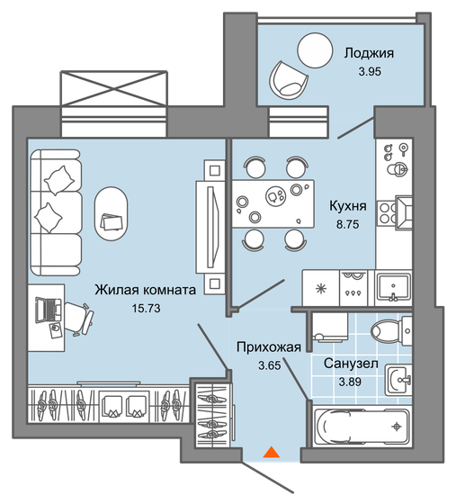 34 м², 1-комнатная квартира 5 715 400 ₽ - изображение 1