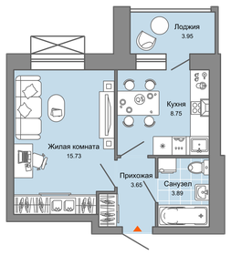 38,5 м², 1-комнатная квартира 4 954 950 ₽ - изображение 58