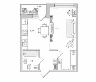 Квартира 37,2 м², 1-комнатная - изображение 1