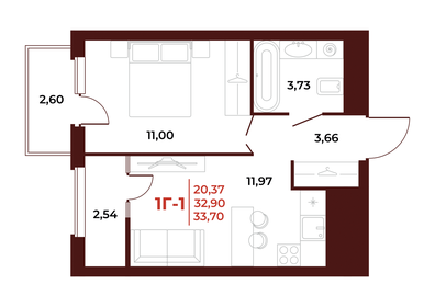 35,2 м², 1-комнатная квартира 4 296 840 ₽ - изображение 18