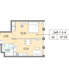 Квартира 47,3 м², 1-комнатная - изображение 1