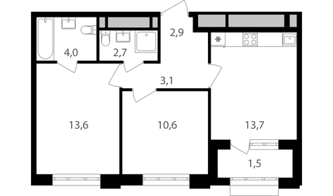 50,3 м², 2-комнатная квартира 17 353 500 ₽ - изображение 6