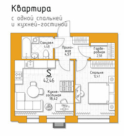 Квартира 42,5 м², 1-комнатная - изображение 1