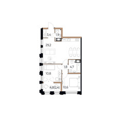 Квартира 64,8 м², 2-комнатная - изображение 2