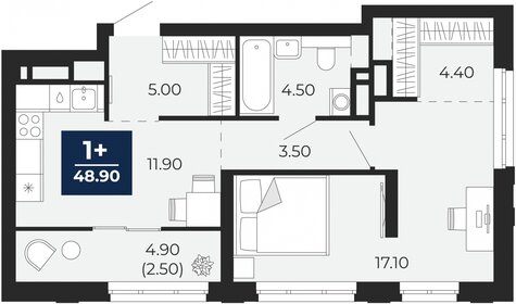 Квартира 48,9 м², 1-комнатная - изображение 1