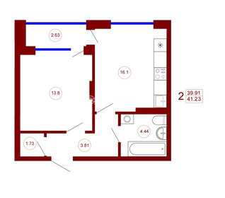 41,2 м², 1-комнатная квартира 4 329 150 ₽ - изображение 14
