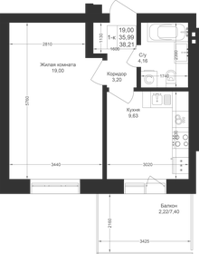38,2 м², 1-комнатная квартира 7 221 690 ₽ - изображение 23