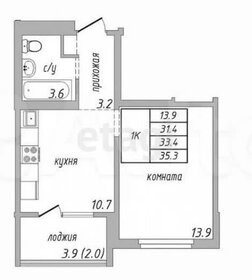 Квартира 35,3 м², 1-комнатная - изображение 1