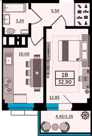32 м², 1-комнатная квартира 2 550 000 ₽ - изображение 68