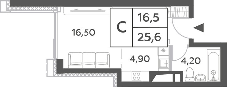 25,6 м², квартира-студия 15 283 459 ₽ - изображение 31