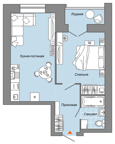 45 м², 2-комнатная квартира 5 292 200 ₽ - изображение 1