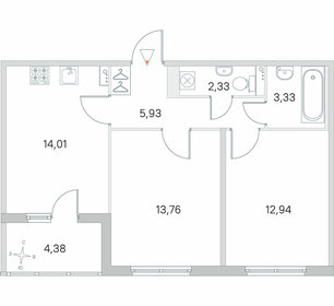 Квартира 54,5 м², 2-комнатная - изображение 1