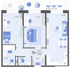 Квартира 75,6 м², 2-комнатная - изображение 4