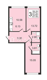 Квартира 61,7 м², 3-комнатная - изображение 1