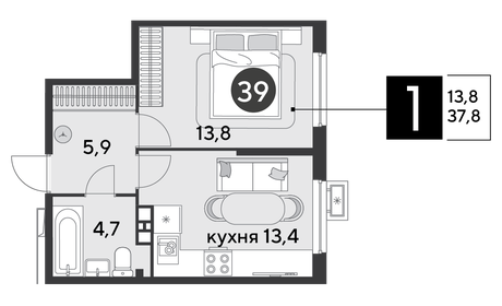 34,3 м², 1-комнатная квартира 3 640 000 ₽ - изображение 76