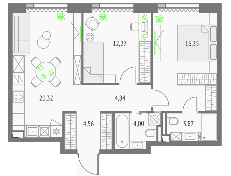 66,2 м², 2-комнатная квартира 26 965 528 ₽ - изображение 24