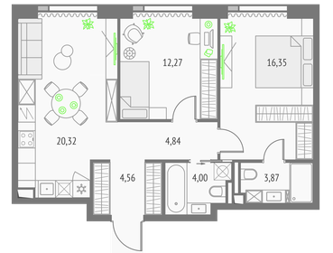 Квартира 66,2 м², 2-комнатная - изображение 1