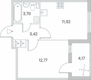 Квартира 33,9 м², 1-комнатная - изображение 1