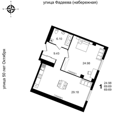 65,7 м², 1-комнатная квартира 6 443 000 ₽ - изображение 14