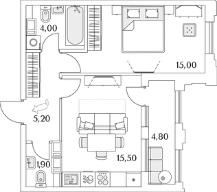 44 м², 1-комнатная квартира 10 364 028 ₽ - изображение 26