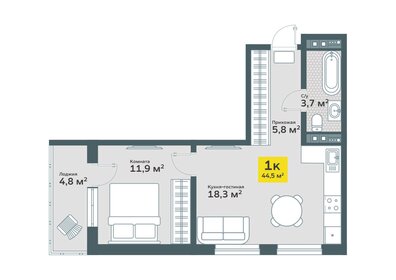 45,1 м², 1-комнатная квартира 6 000 000 ₽ - изображение 35