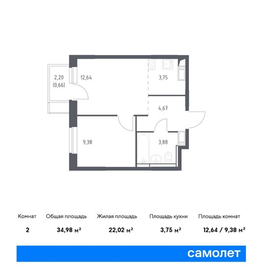 35 м², 1-комнатная квартира 6 825 730 ₽ - изображение 1