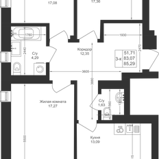 Квартира 85,3 м², 3-комнатная - изображение 2