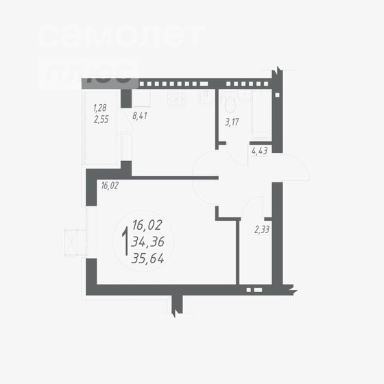35,6 м², 1-комнатная квартира 3 670 000 ₽ - изображение 1