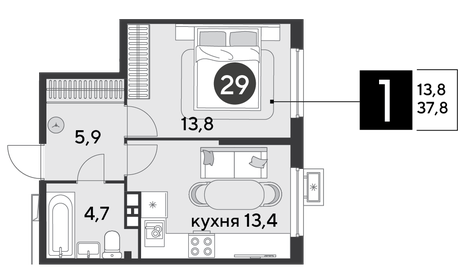 38 м², 1-комнатная квартира 4 500 000 ₽ - изображение 77