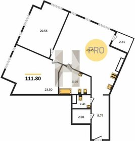 Квартира 111,8 м², 2-комнатная - изображение 1