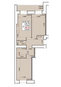 Квартира 60,7 м², 2-комнатная - изображение 1