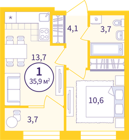 36,3 м², 1-комнатная квартира 5 400 000 ₽ - изображение 68