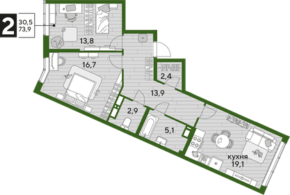 77 м², 2-комнатная квартира 15 750 000 ₽ - изображение 86