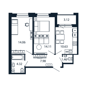 Квартира 54,1 м², 2-комнатная - изображение 1