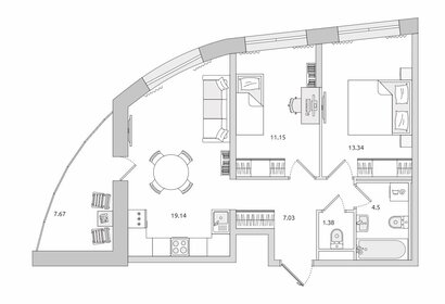 Квартира 64,2 м², 2-комнатная - изображение 1