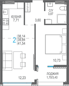 39,8 м², 2-комнатная квартира 7 171 200 ₽ - изображение 7