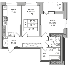 54,2 м², 2-комнатная квартира 11 006 820 ₽ - изображение 50